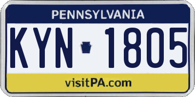 PA license plate KYN1805