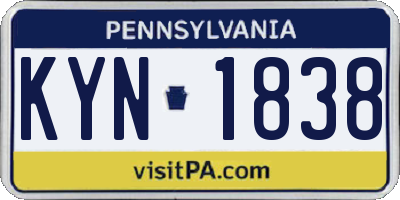 PA license plate KYN1838
