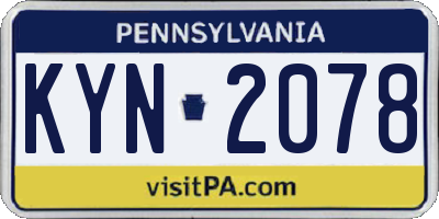 PA license plate KYN2078
