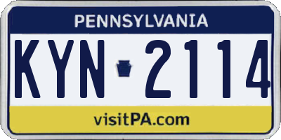 PA license plate KYN2114