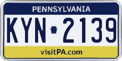 PA license plate KYN2139