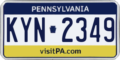 PA license plate KYN2349