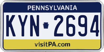 PA license plate KYN2694