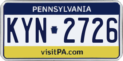 PA license plate KYN2726
