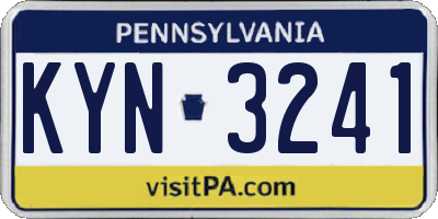 PA license plate KYN3241