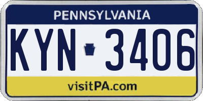 PA license plate KYN3406