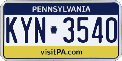PA license plate KYN3540
