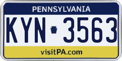PA license plate KYN3563