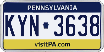 PA license plate KYN3638