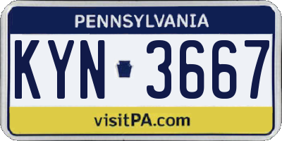 PA license plate KYN3667
