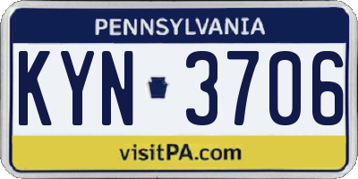 PA license plate KYN3706