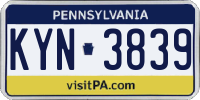 PA license plate KYN3839