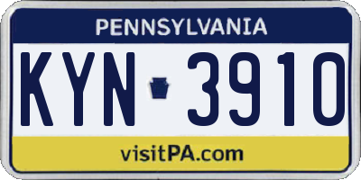 PA license plate KYN3910