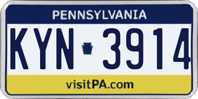PA license plate KYN3914