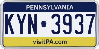PA license plate KYN3937