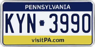 PA license plate KYN3990
