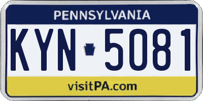 PA license plate KYN5081