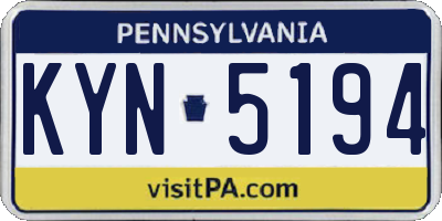 PA license plate KYN5194