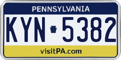 PA license plate KYN5382