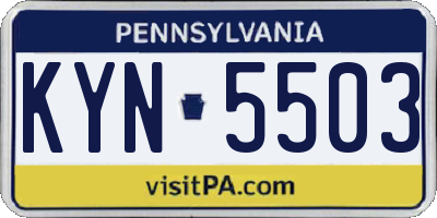 PA license plate KYN5503
