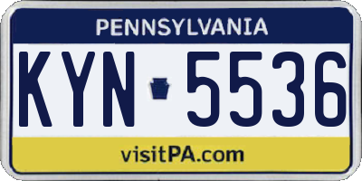 PA license plate KYN5536