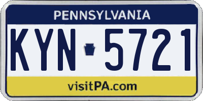 PA license plate KYN5721