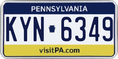 PA license plate KYN6349