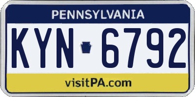 PA license plate KYN6792