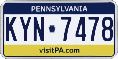 PA license plate KYN7478