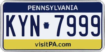 PA license plate KYN7999