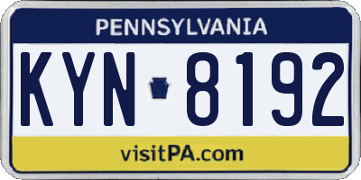 PA license plate KYN8192