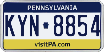 PA license plate KYN8854