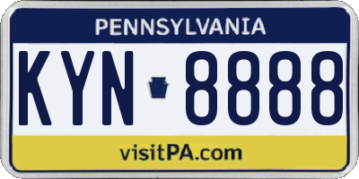 PA license plate KYN8888