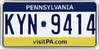 PA license plate KYN9414
