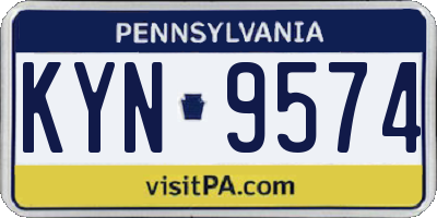 PA license plate KYN9574