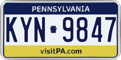 PA license plate KYN9847