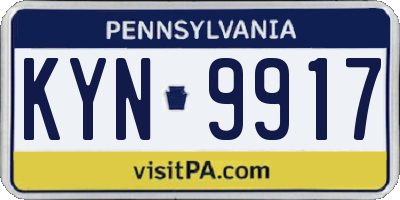 PA license plate KYN9917