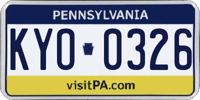 PA license plate KYO0326