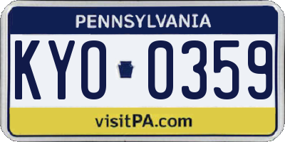 PA license plate KYO0359