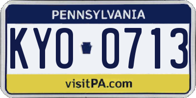 PA license plate KYO0713
