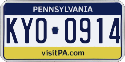 PA license plate KYO0914