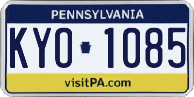 PA license plate KYO1085