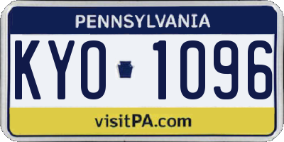 PA license plate KYO1096
