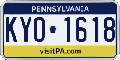 PA license plate KYO1618