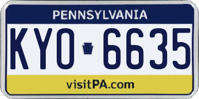 PA license plate KYO6635