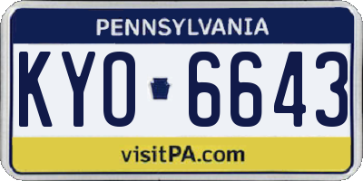 PA license plate KYO6643