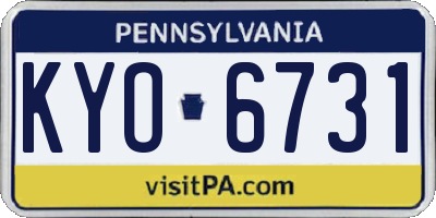 PA license plate KYO6731