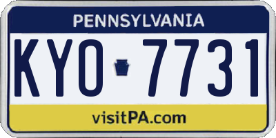 PA license plate KYO7731