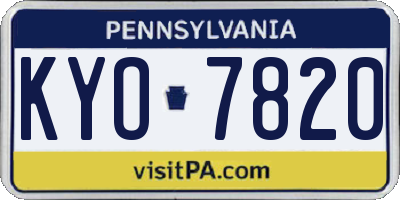 PA license plate KYO7820