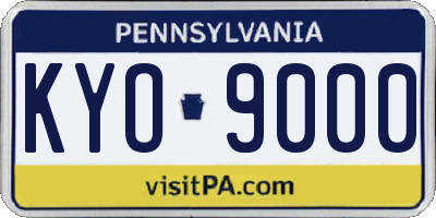 PA license plate KYO9000